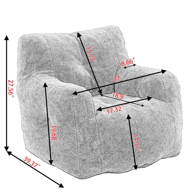 Soft Teddy Fabric Tufted Foam Bean Bag Chair With Teddy Fabric by HouseOfZazla