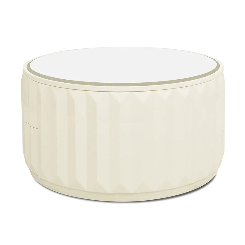 Facino - Round Storage Coffee Table - White Birch by HouseOfZazla