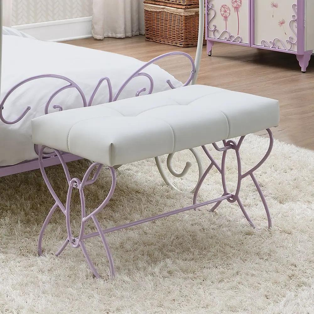 Priya II - Bench - White & Light Synthetic Leather Rple by Unique Piece Furniture