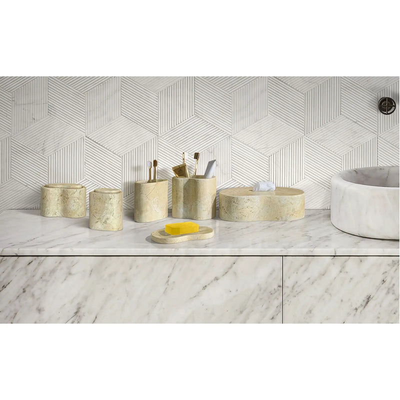 Elegant Natural Marble Bathroom Accessories Set by HouseOfZazla