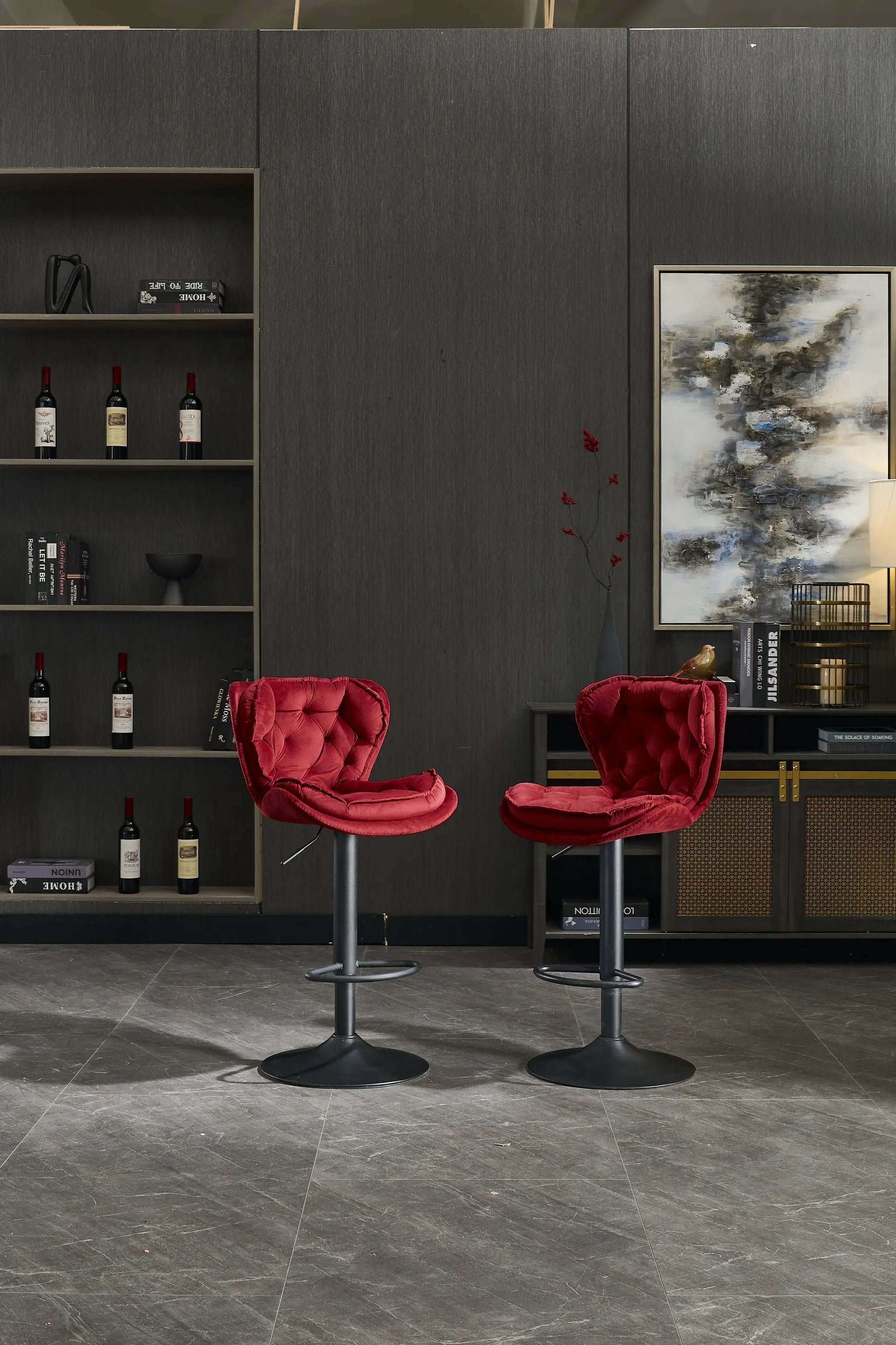 Set of 2 Bar Stools with Powder Footrest and Base by HouseOfZazla