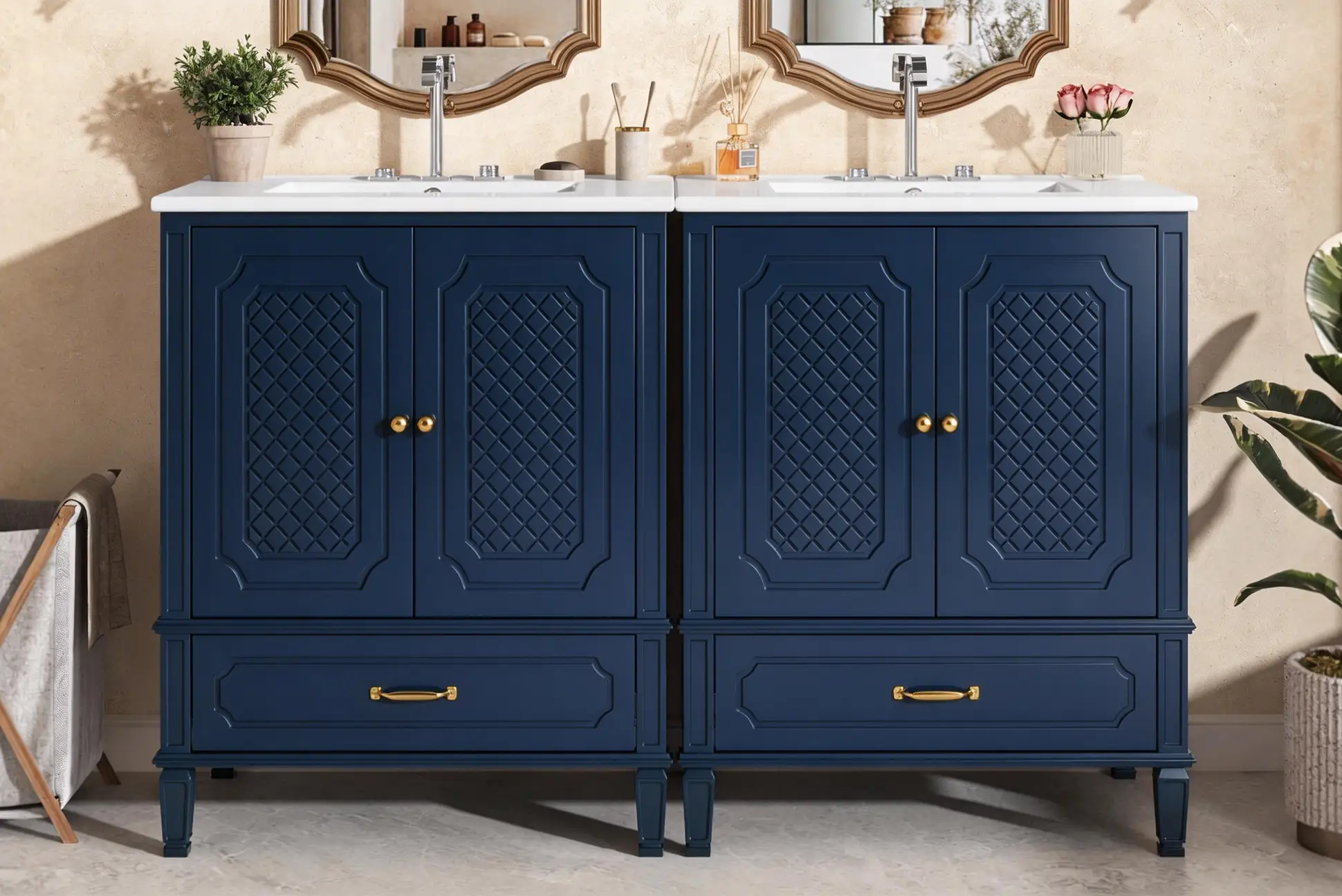 60" Bathroom Vanity with Double Sink Combo Set by HouseOfZazla