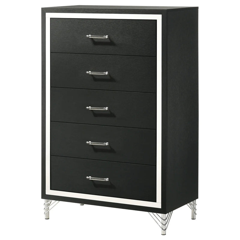 Lucia 5-drawer Bedroom Chest of Drawers Black by Unique Piece Furniture