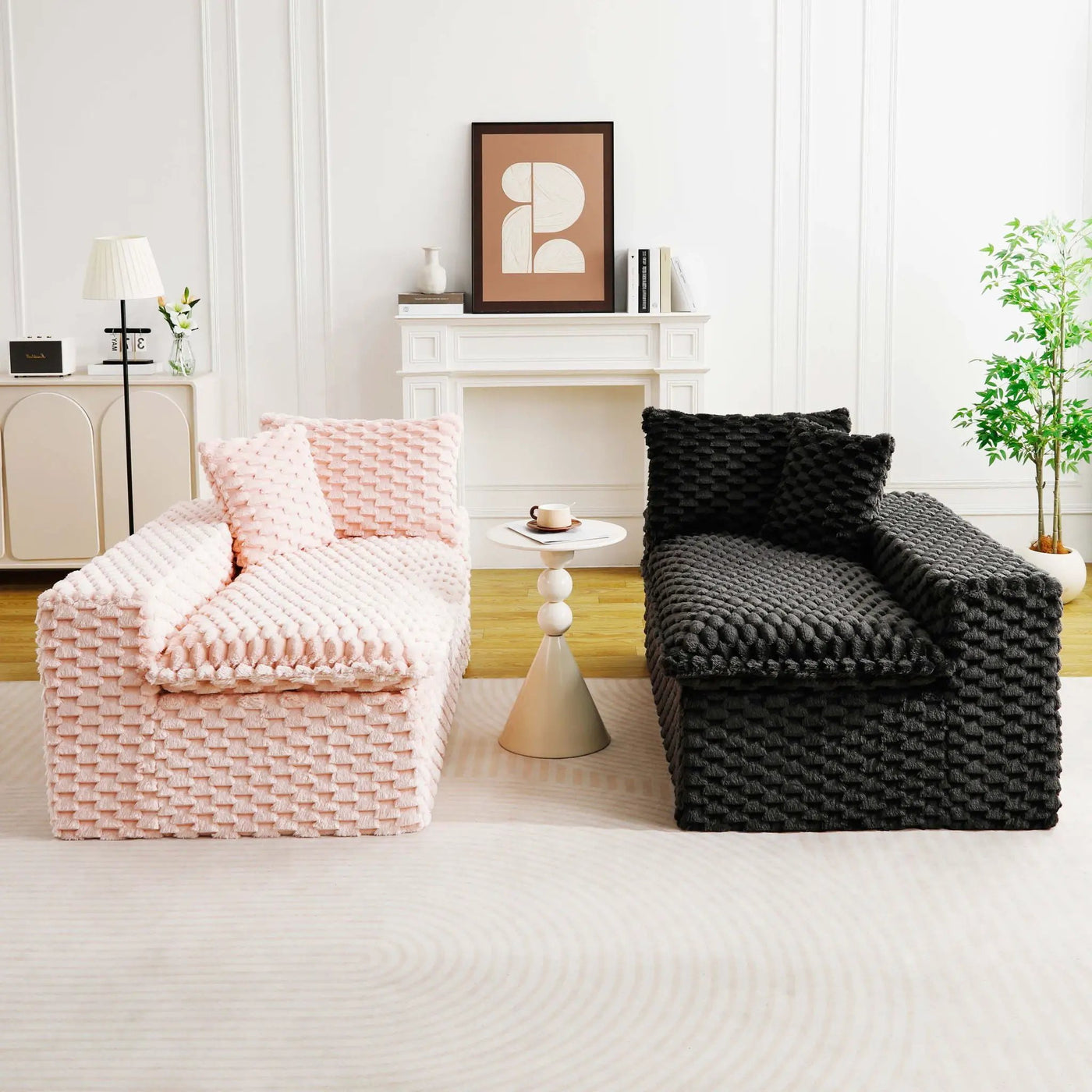Multifunctional Sofa Pink Black, Fits 4 People by Unique Piece Furniture