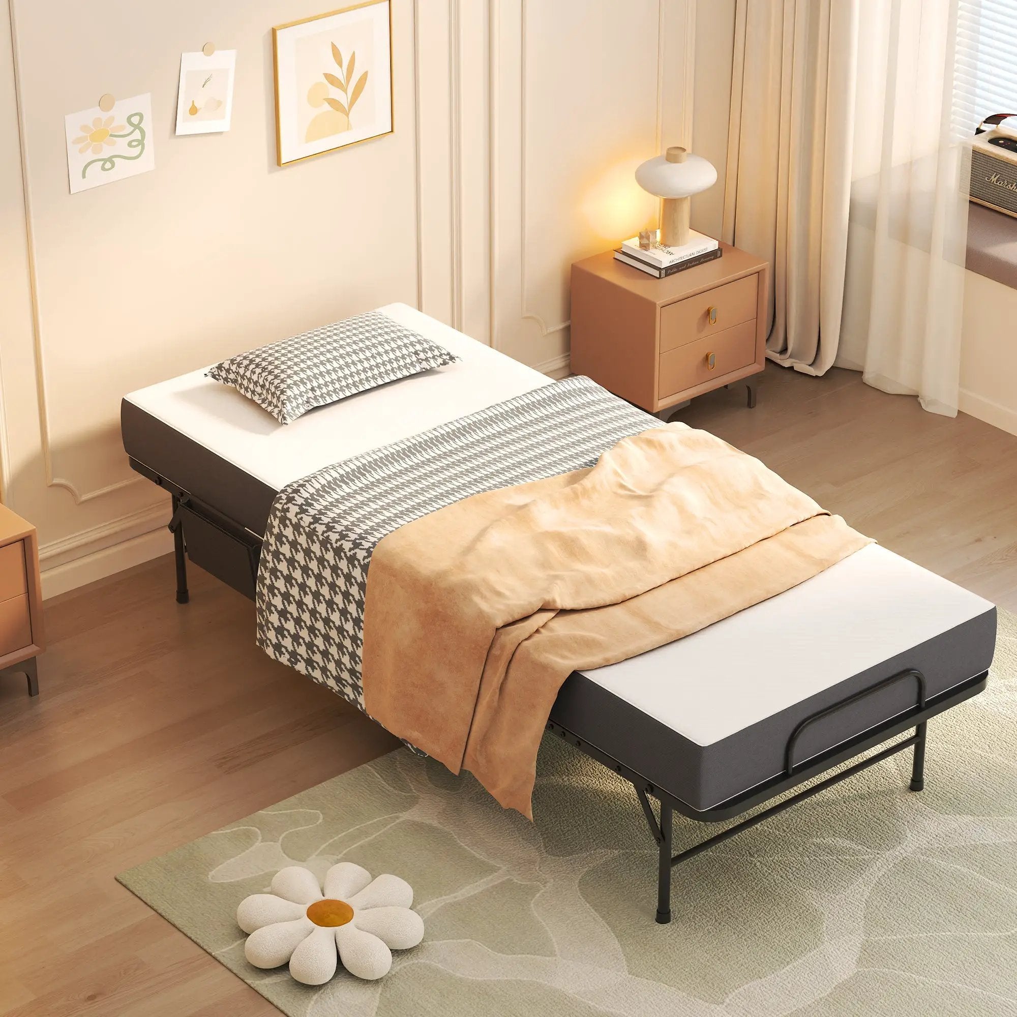 75 Inch Folding Bed with 5" Memory Foam Mattress by HouseOfZazla