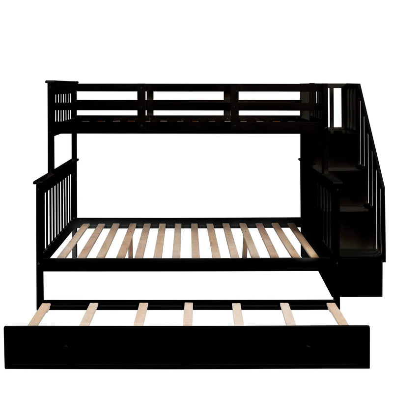 Bunk Bed With Twin Size Trundle, Storage And Guard Rail For Bedroom by Unique Piece Furniture