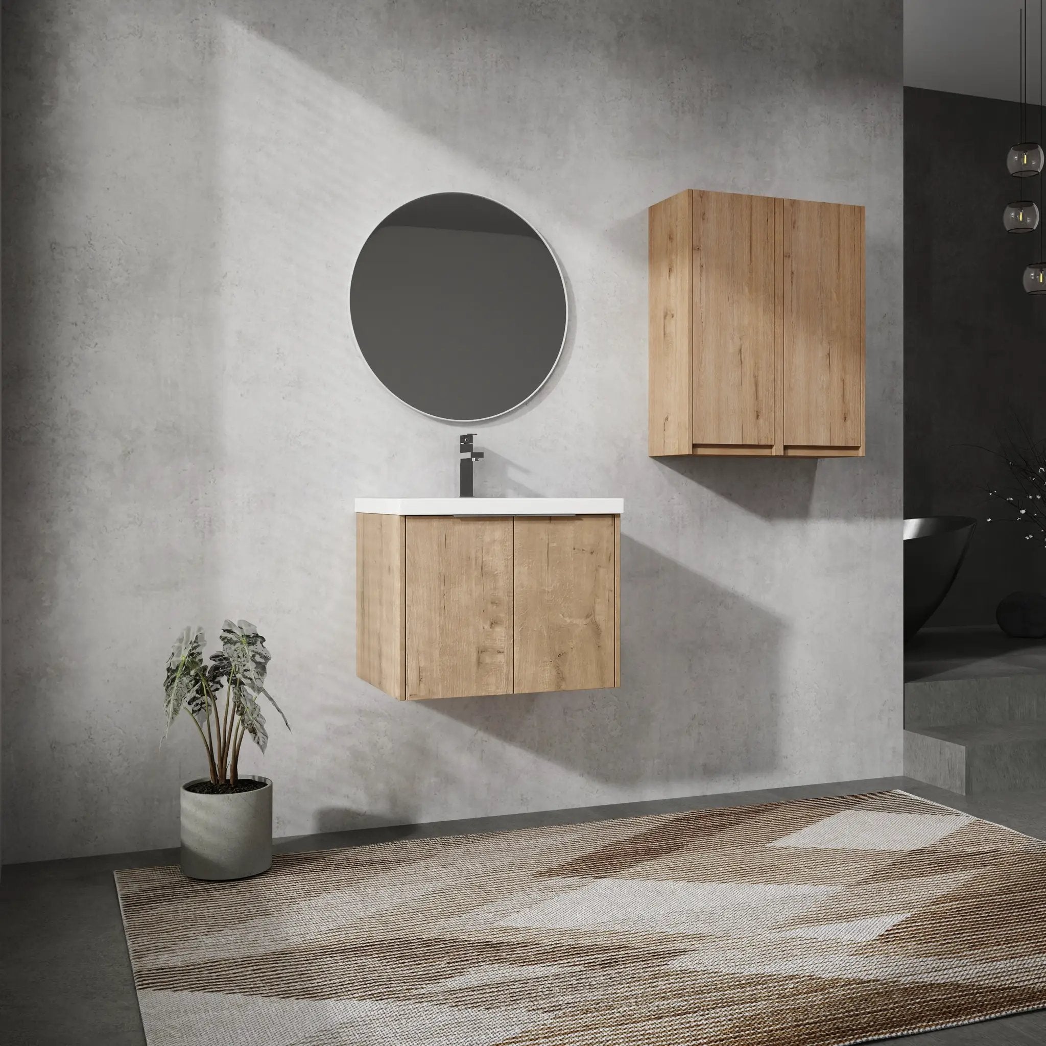24" Wall-Mounted Bathroom Vanity With Sink and Side Cabinet by HouseOfZazla