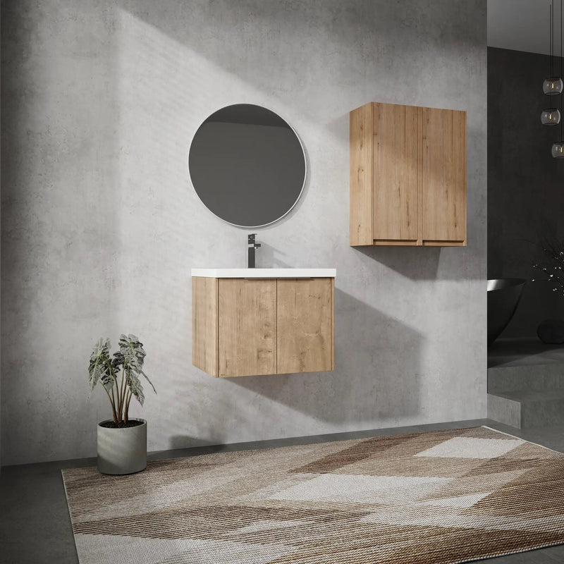 24" Wall-Mounted Bathroom Vanity With Sink and Side Cabinet by HouseOfZazla