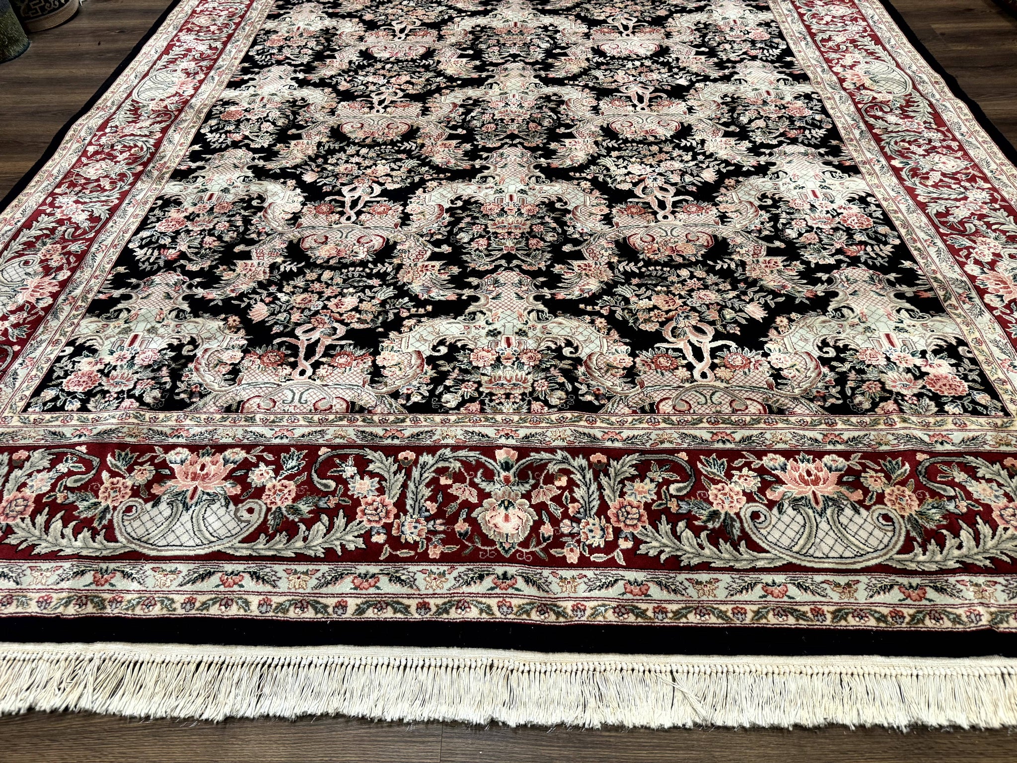 Sino Persian Rug 9x12, Black, Floral Bouquets by Jewel Rugs