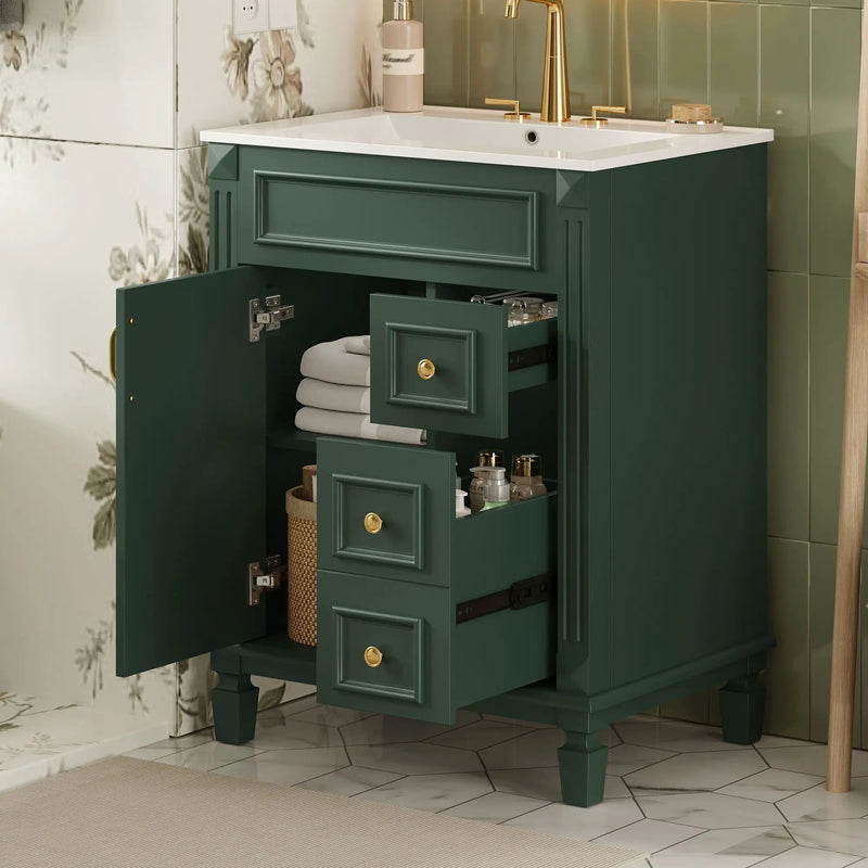 Bathroom Vanity With Sink, Compact Cabinet & 2 Drawers by HouseOfZazla
