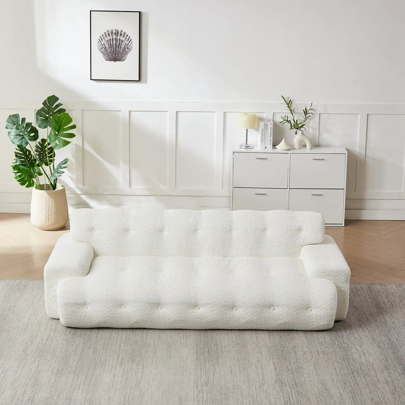 87.4-Inch Cloud Series Minimalist Button-Tufted Square Arm Three-Seater Sofa by HouseOfZazla