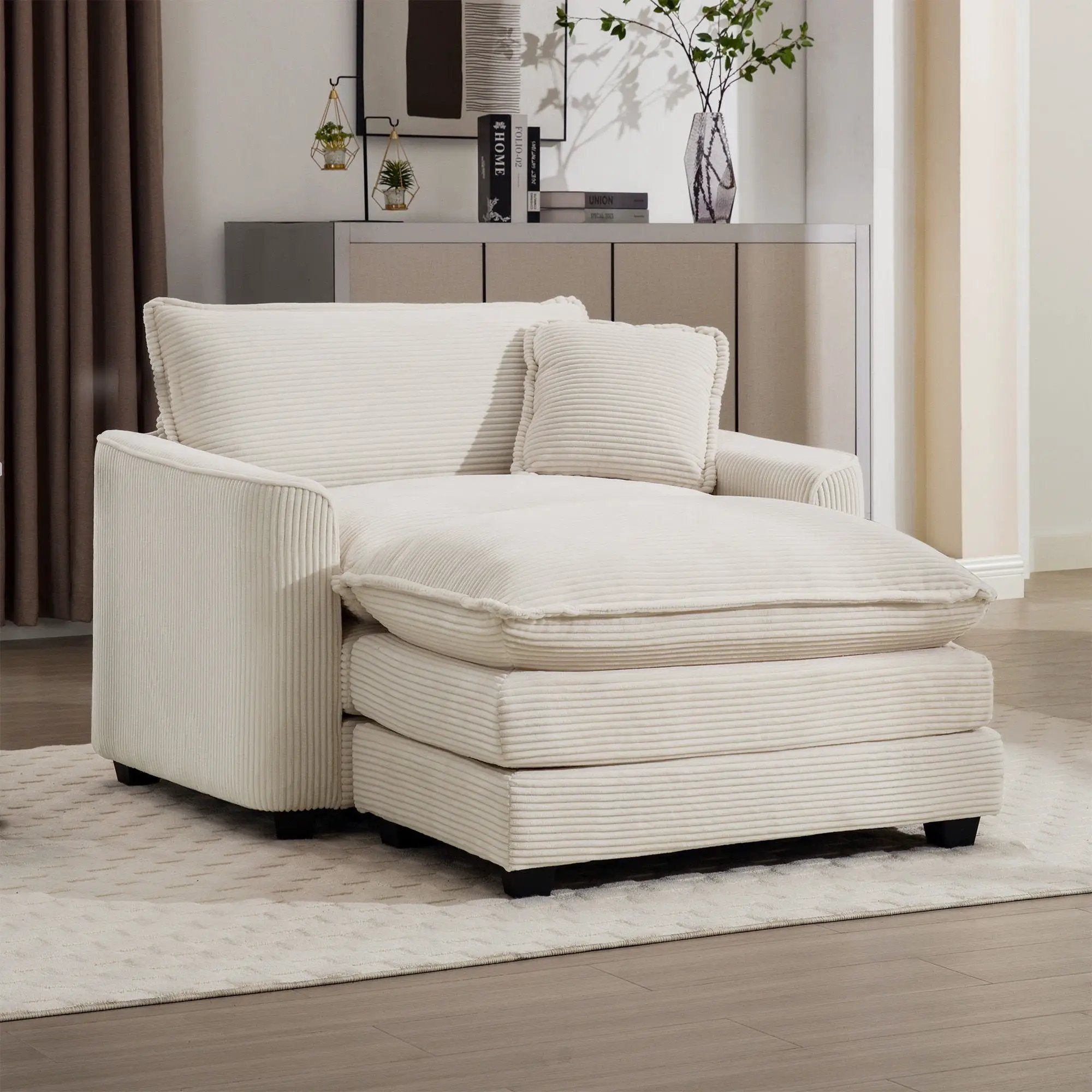 Classic Modern Comfortable Single Chair Deep Seat Sofa With Footstool by HouseOfZazla