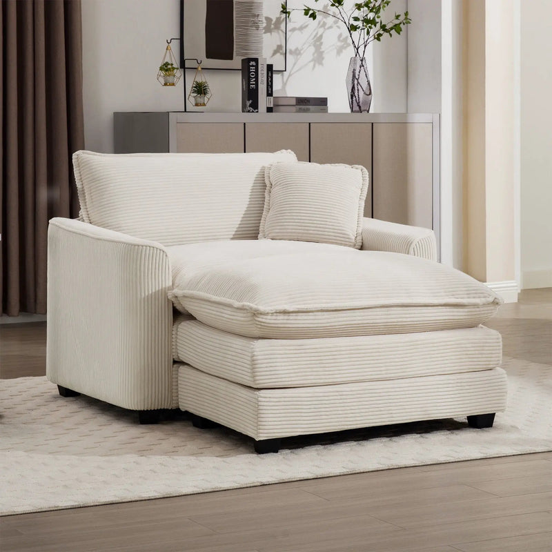 Classic Modern Comfortable Single Chair Deep Seat Sofa With Footstool by HouseOfZazla