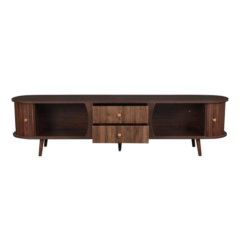 70" TV Stand With Tambour Doors And Fluted Drawers - Dark Brown by HouseOfZazla