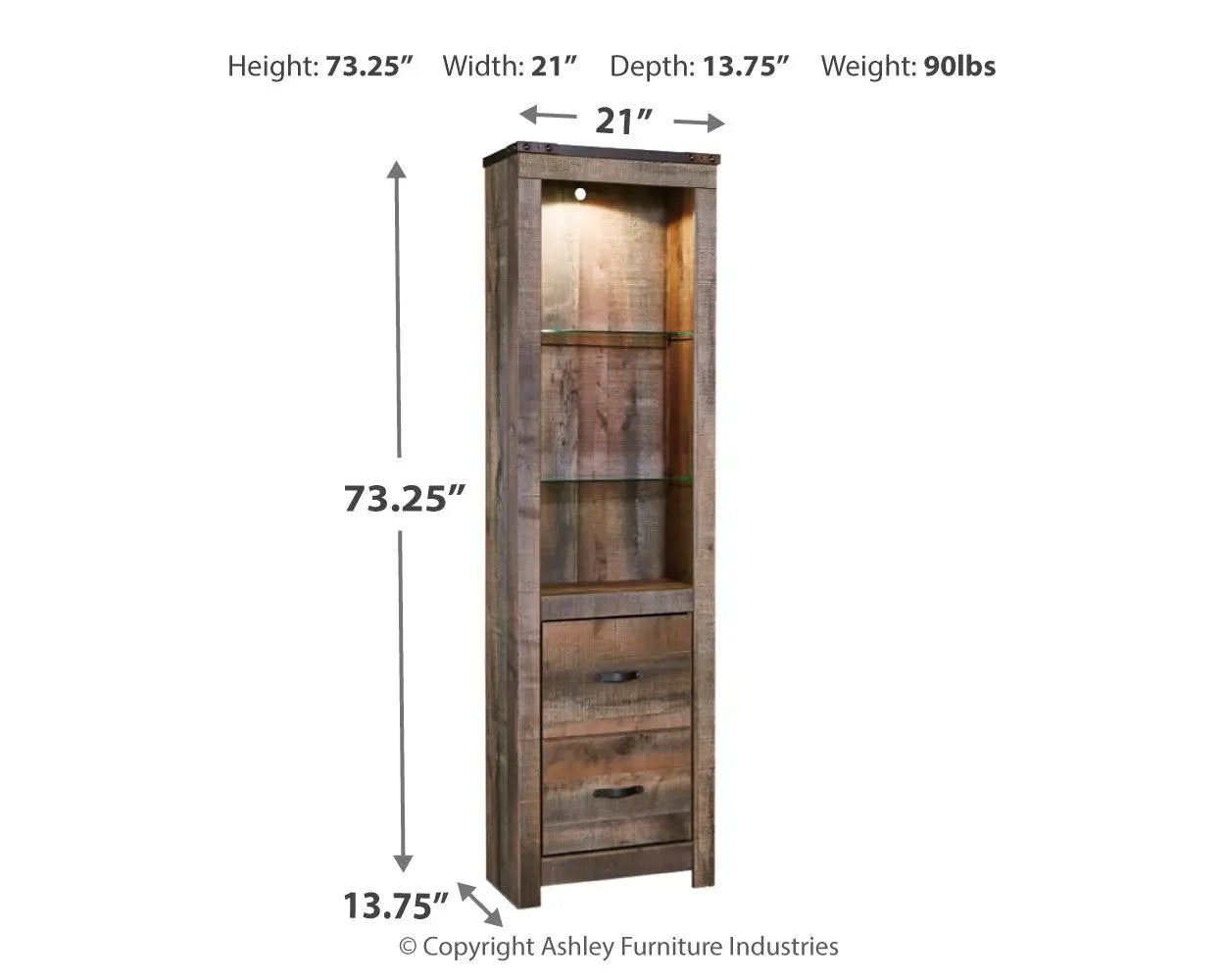 Trinell - Pier - 2-drawers - Brown by Unique Piece Furniture