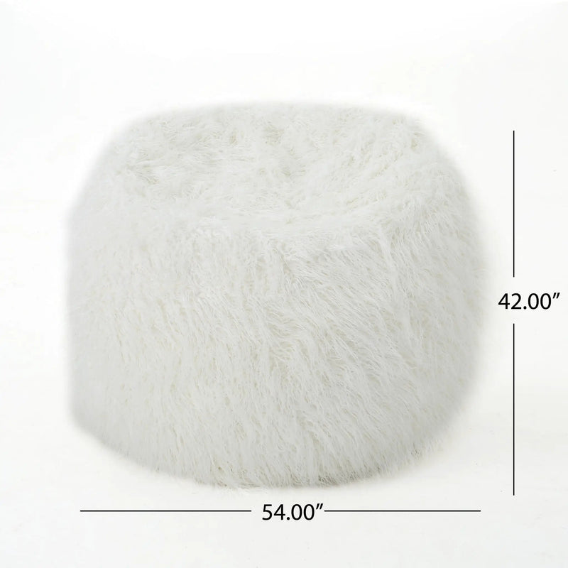 Mahin - Rounded 5 Foot Bean Bag Cozy Modern Design - White by HouseOfZazla
