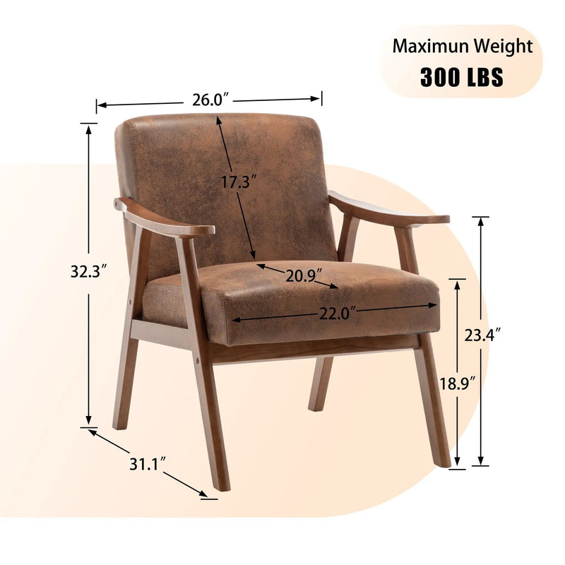 Mid Century Modern Accent Chair With Solid Wood Frame And Extra Thick Backrest by Unique Piece Furniture