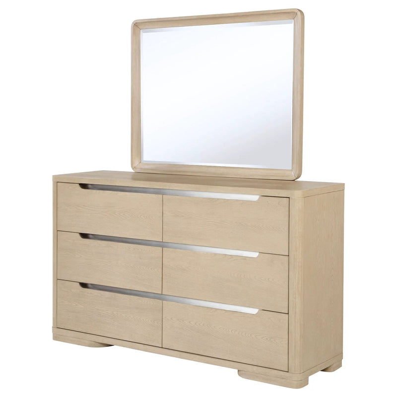 Ladera 6-drawer Bedroom Dresser and Mirror Light Elm by Unique Piece Furniture
