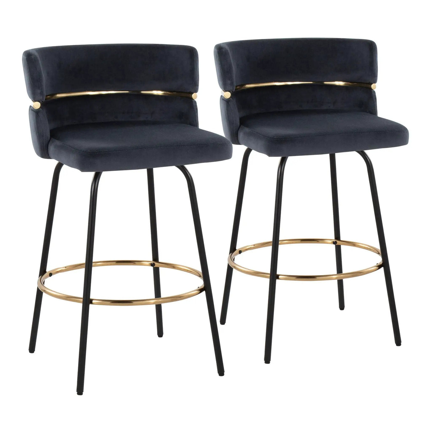 Cinch - Contemporary Fixed Height Counter Stool With Swivel & Round Footrest (Set of 2) by HouseOfZazla