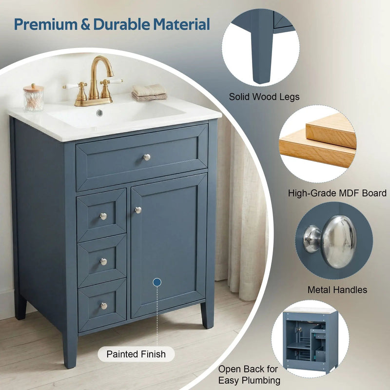 Bathroom Vanity With Sink, Soft Closing Cabinet by HouseOfZazla