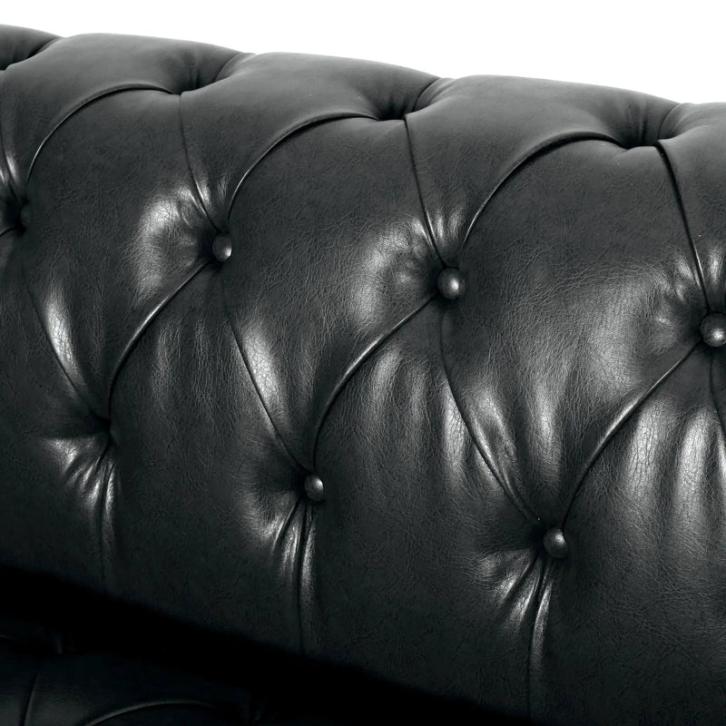 Comfy 3 Seat Sofa with Wooden Legs - Black by HouseOfZazla