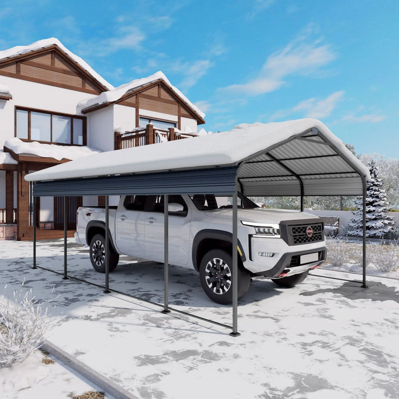 Heavy Duty Carport With Galvanized Roof And Enhanced Base - Anthracite by HouseOfZazla