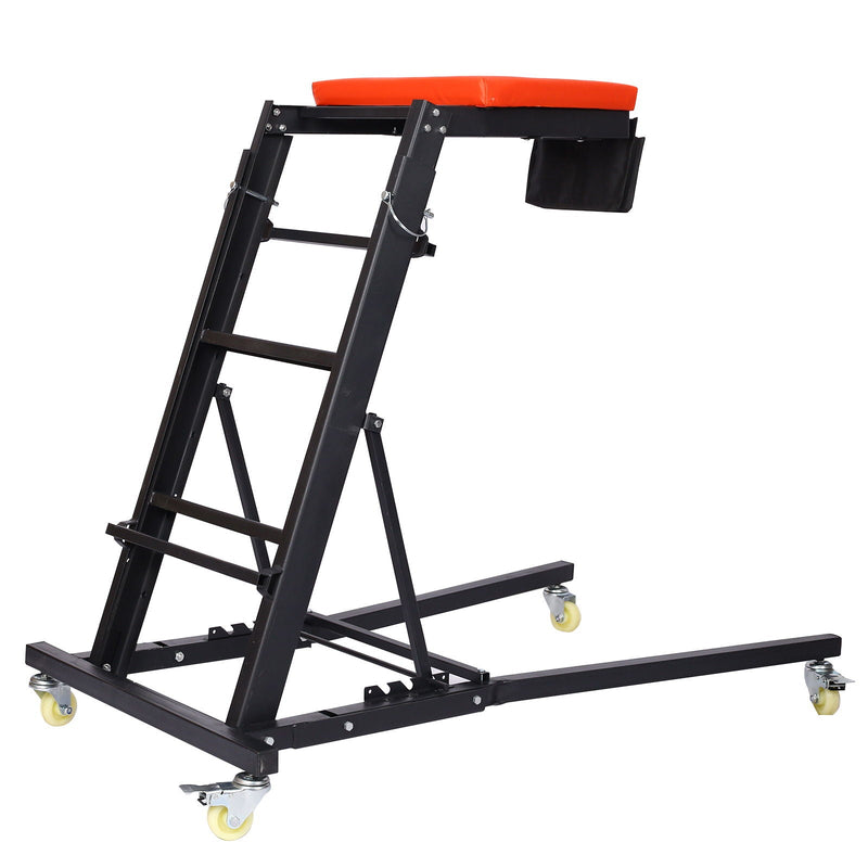 Heavy Duty Foldable Rolling Engine Top Creeper With Padded Deck And Locking Casters - Black by HouseOfZazla