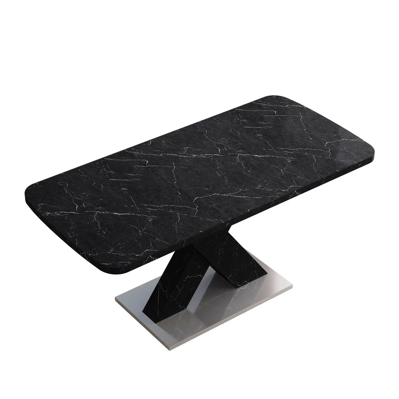 Modern Rectangle Dining Table With Stretchable TopAnd X Shape Legs by Unique Piece Furniture