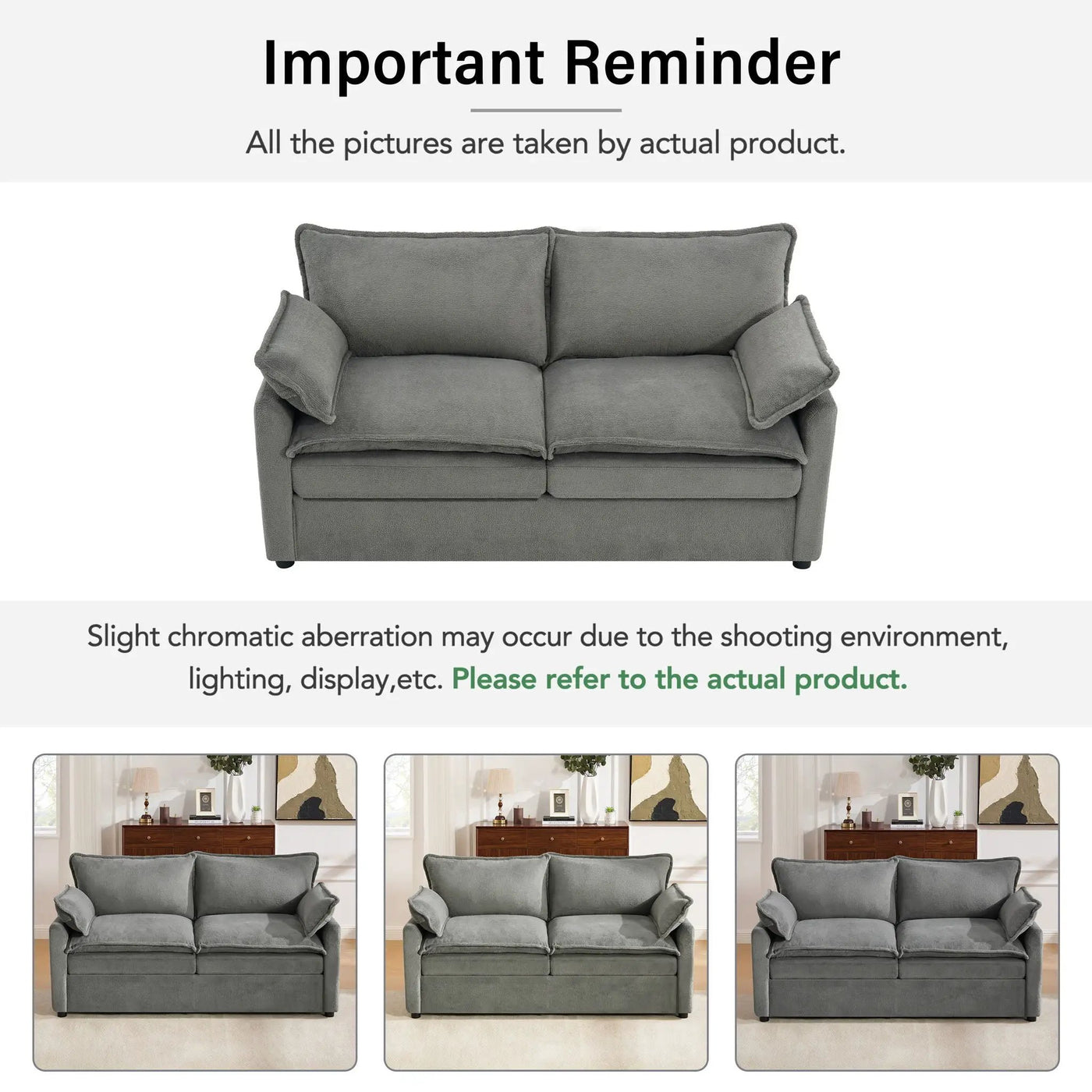 Modern Loveseat Sofa, Upholstered Couch With Side Storage Pockets by HouseOfZazla