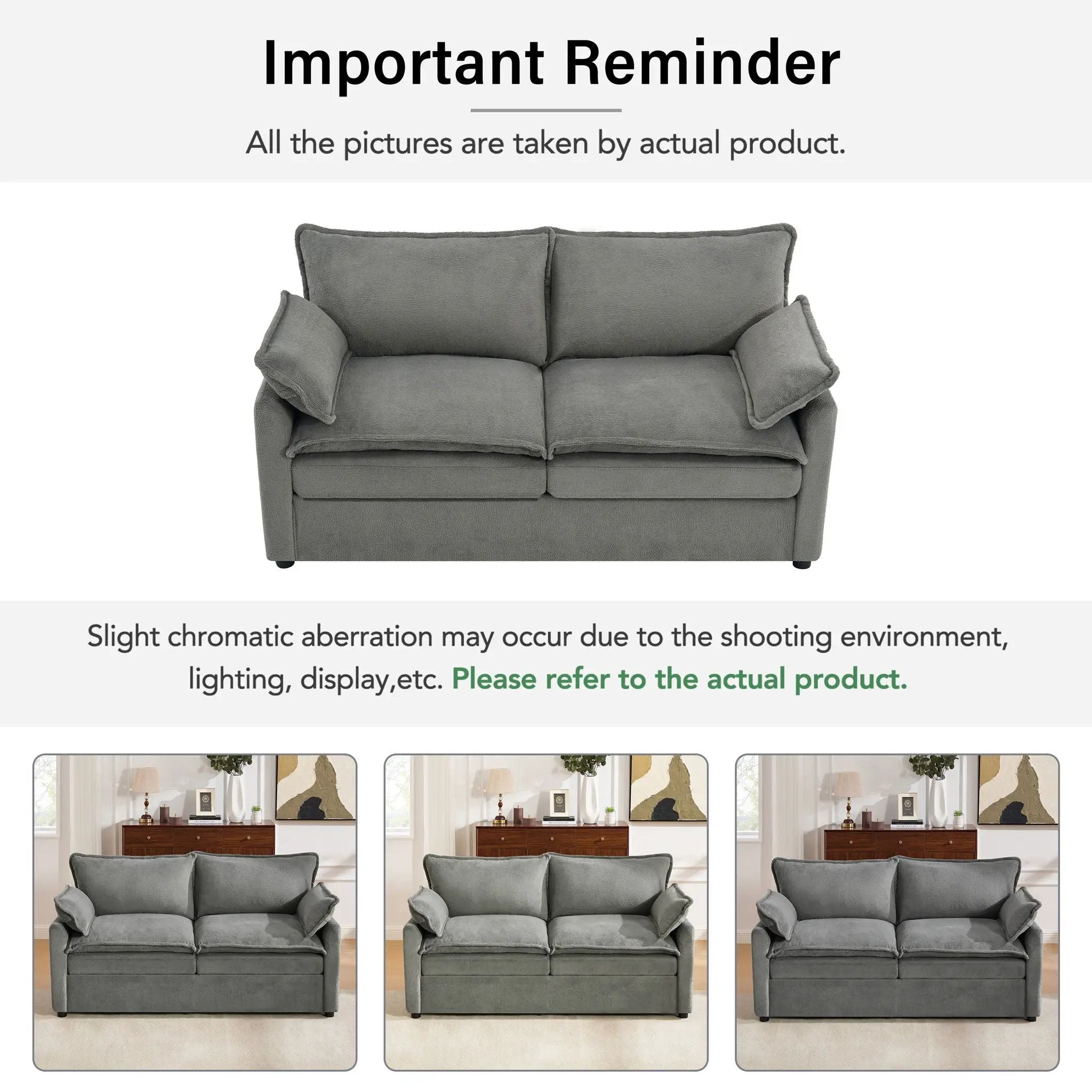Modern Loveseat Sofa, Upholstered Couch With Side Storage Pockets by HouseOfZazla