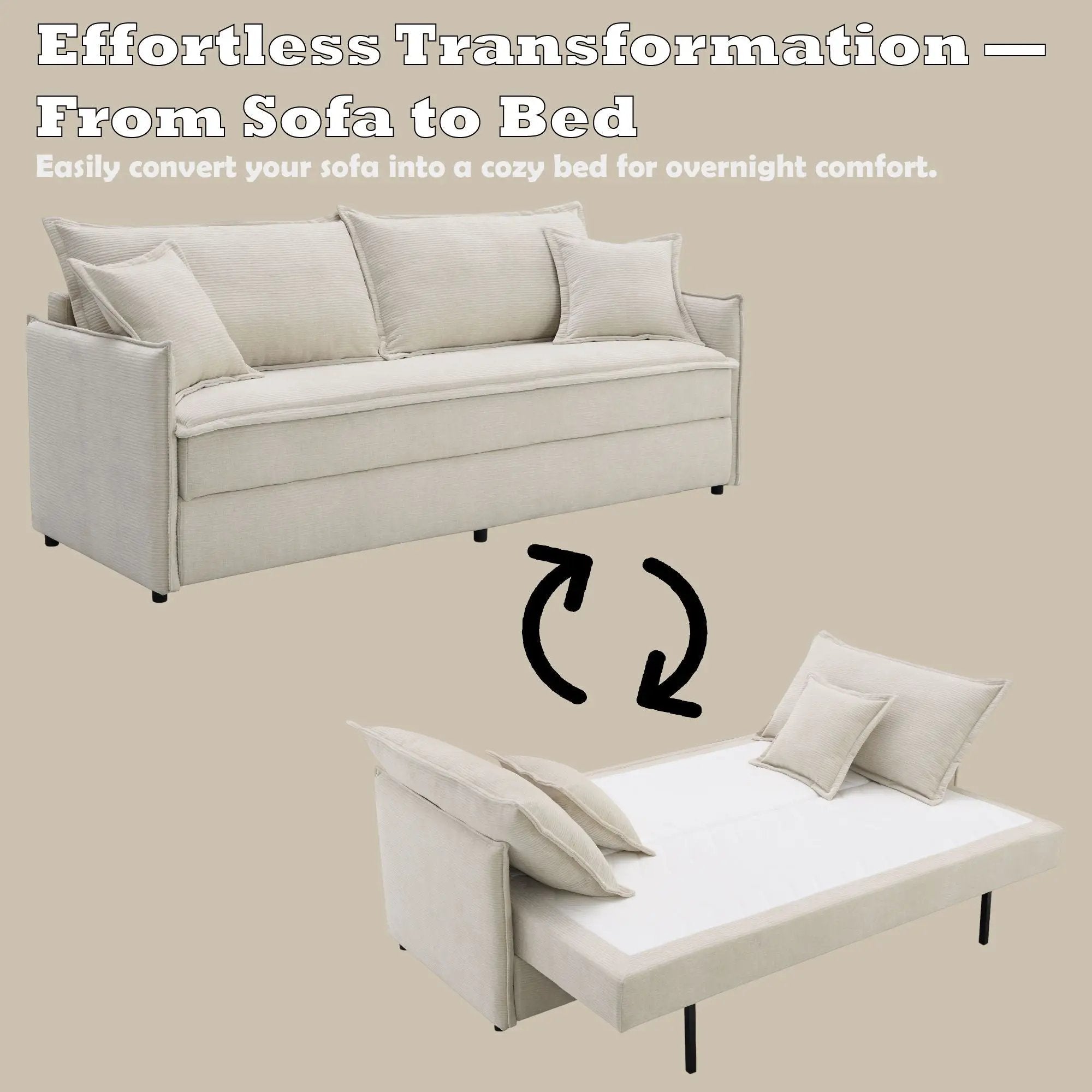 Elisea - Sleeper Sectional Sofa With 2 Toss Pillows - Beige by Unique Piece Furniture