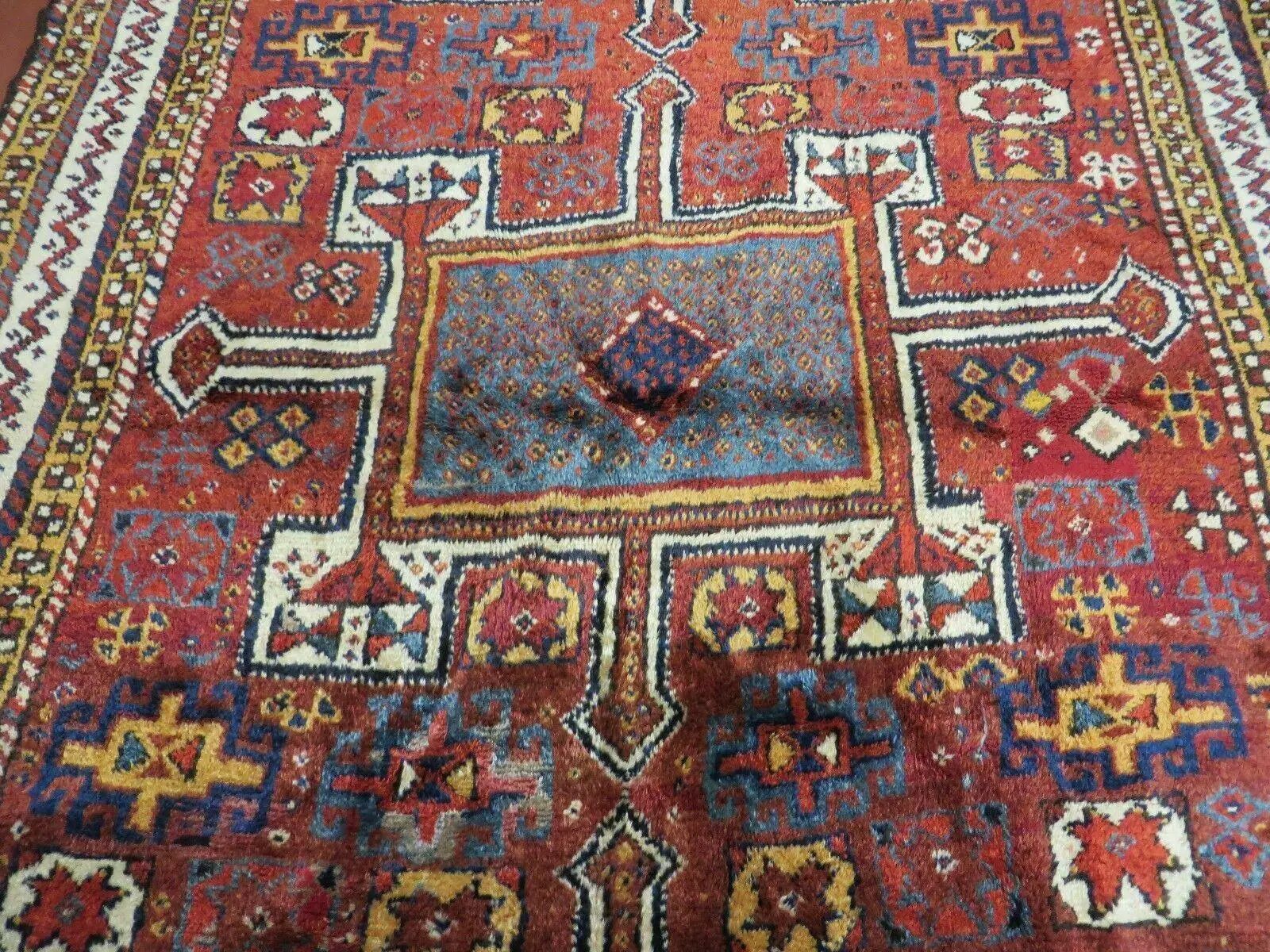 Antique Moroccan Runner Rug 4x9, Wide Runner, Hand Knotted Tribal Oriental Carpet, Hallway Rug, Geometric Medallions, Red, Bohemian Rug Nice by Jewel Rugs