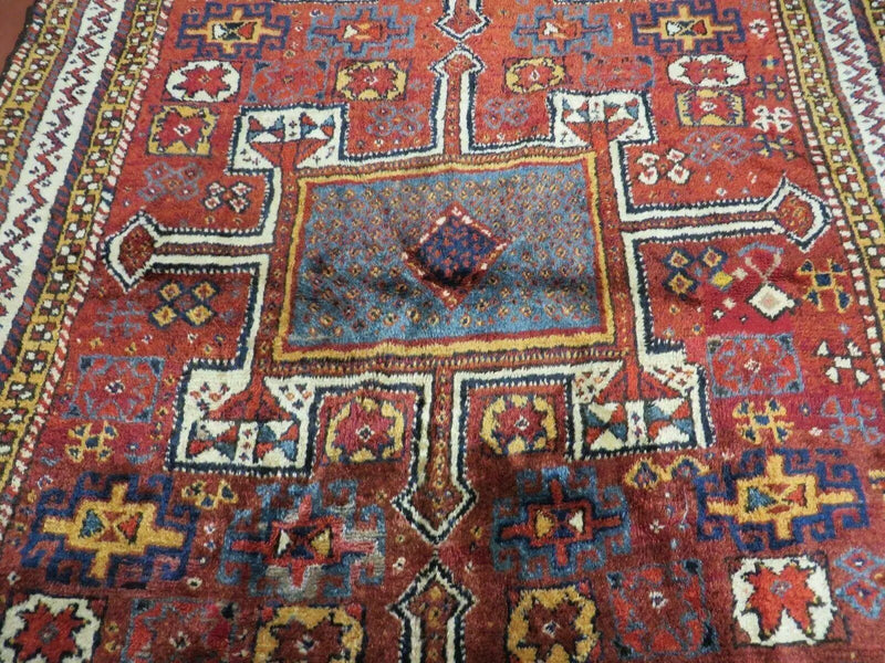 Antique Moroccan Runner Rug 4x9, Wide Runner, Hand Knotted Tribal Oriental Carpet, Hallway Rug, Geometric Medallions, Red, Bohemian Rug Nice by Jewel Rugs
