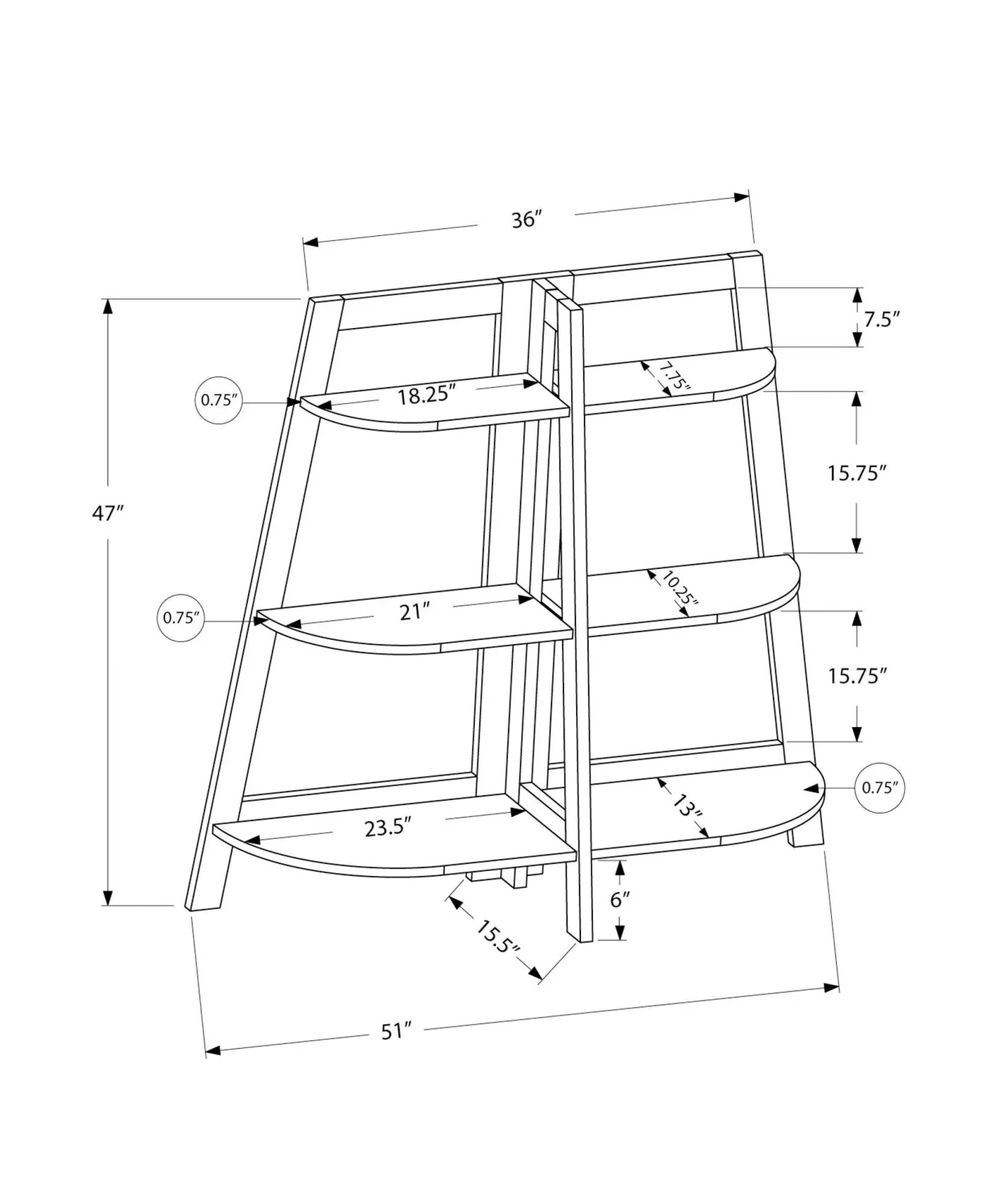 Bookshelf, Bookcase, Etagere, 3 Tier, For Office, Contemporary & Modern by Unique Piece Furniture