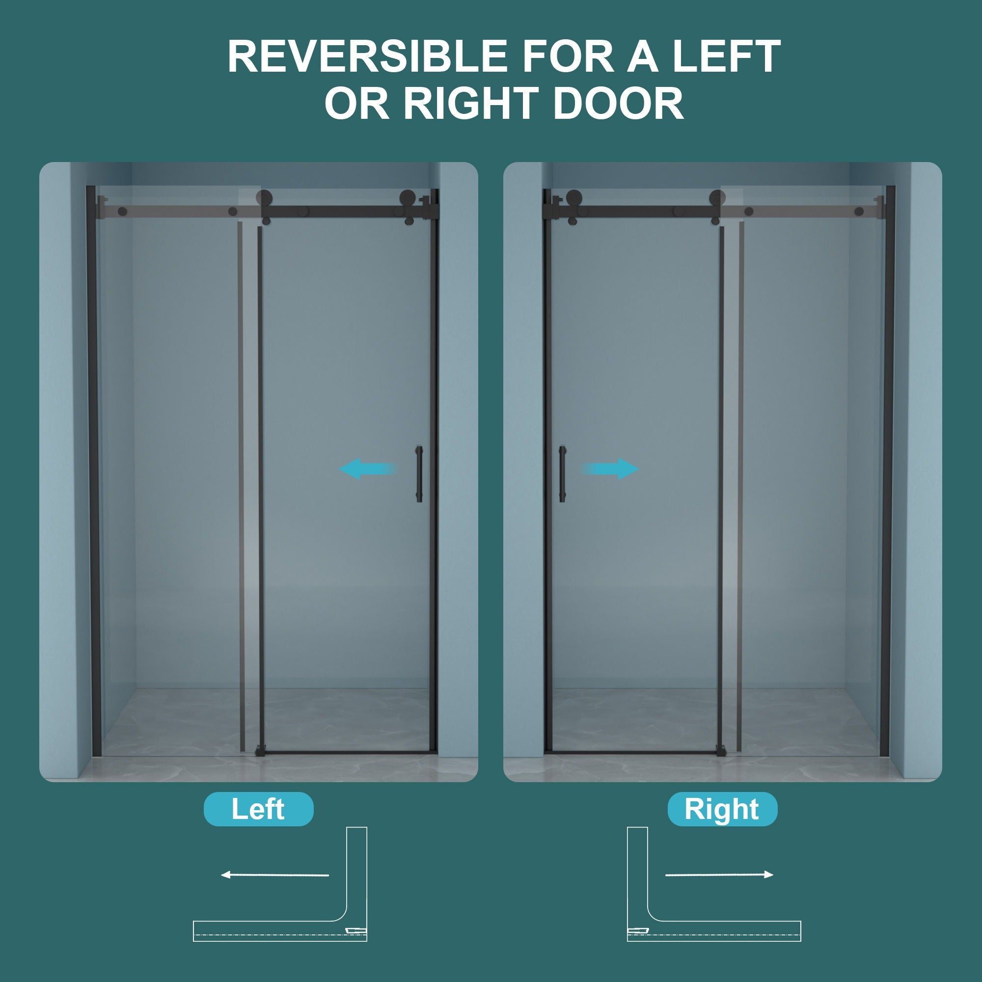 Modern Single Slide Shower Door, Tempered Glass, Stainless Steel Frame by HouseOfZazla