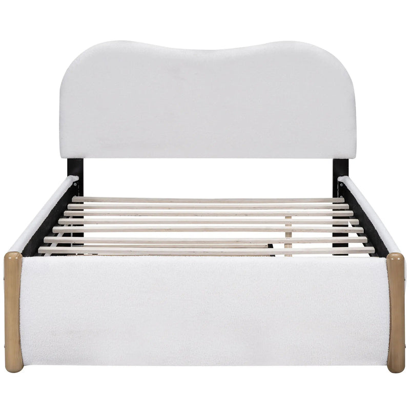 Upholstered Platform Bed With Wood Supporting Feet And Trundle by Unique Piece Furniture