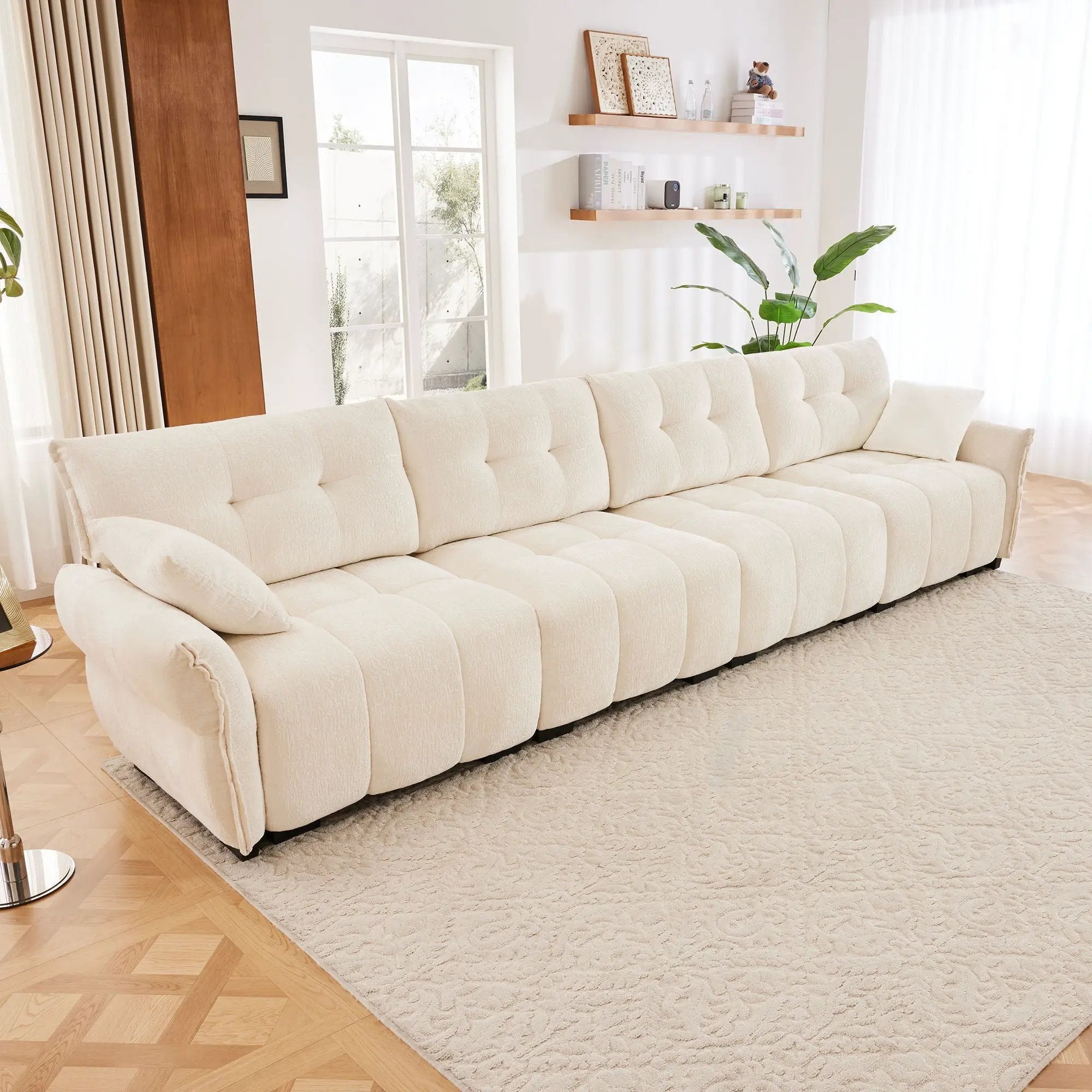 Modern Sofa & Pillows, Textured Cover, High Rebound Cushions by HouseOfZazla