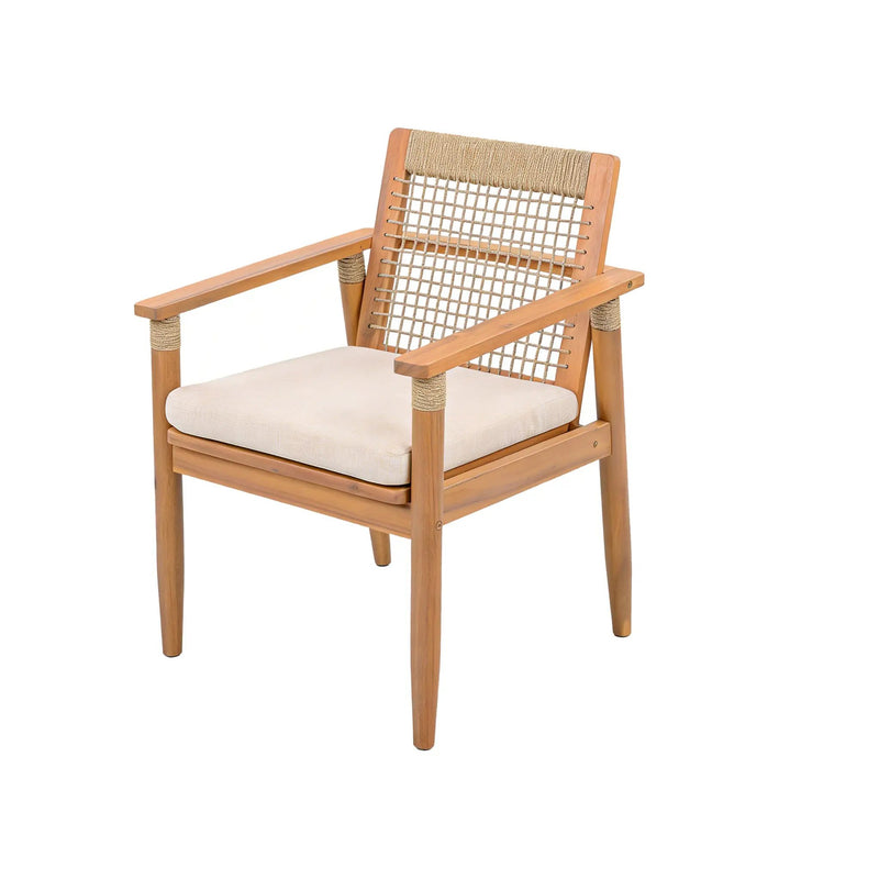 7 Pieces Acacia Wood Outdoor Dining Set with Cushions by HouseOfZazla