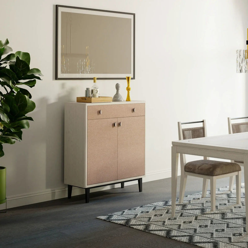 Bar Cabinet With Large Storage - White / Pecan by Unique Piece Furniture