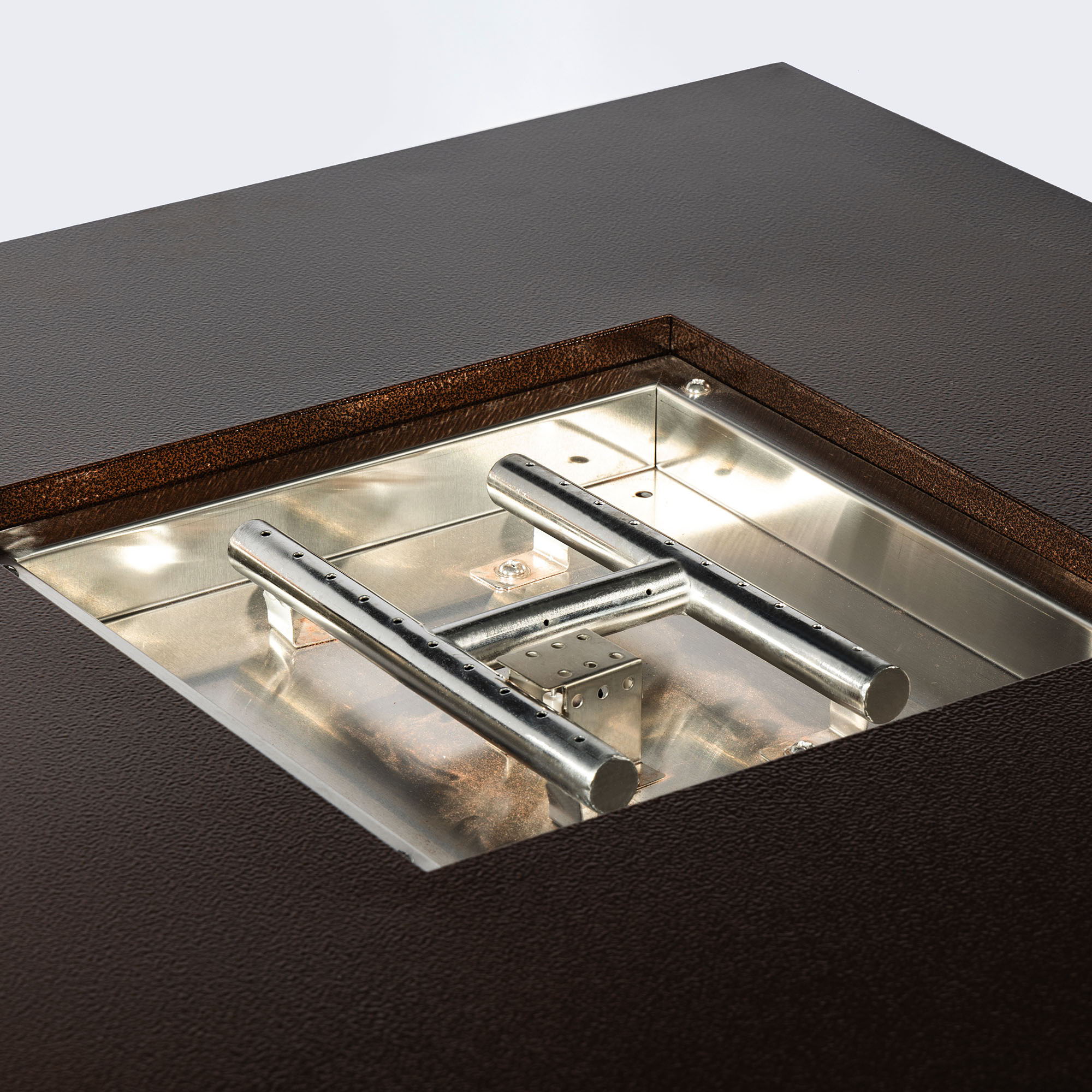 Propane Gas Fire Pit Table, 50000 Btu Square For Outside - Brown by HouseOfZazla