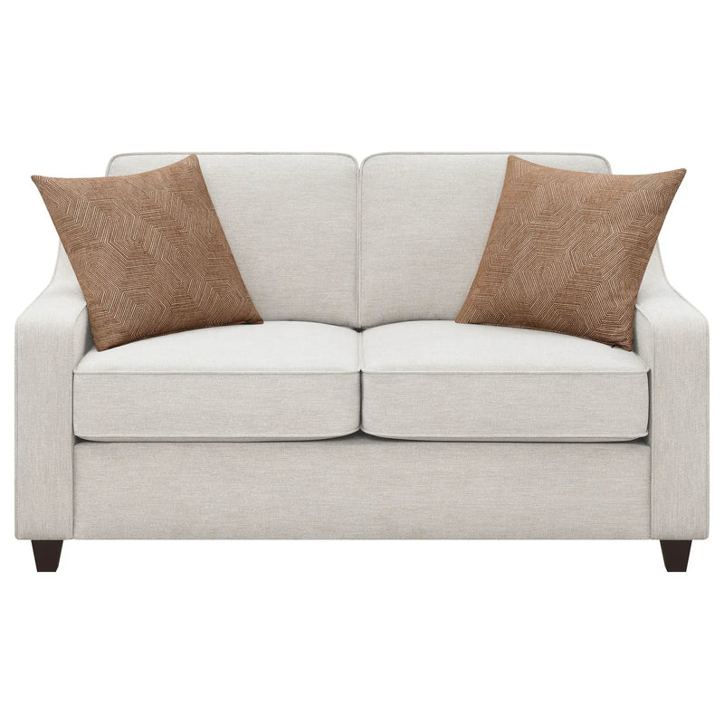 Christine Upholstered Sloped Arm Loveseat Beige by Unique Piece Furniture