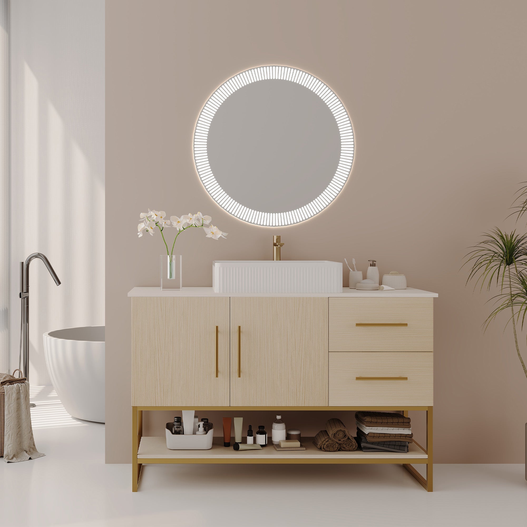 47.2" Modern Bathroom Vanity With Ceramic Vessel Sink by HouseOfZazla