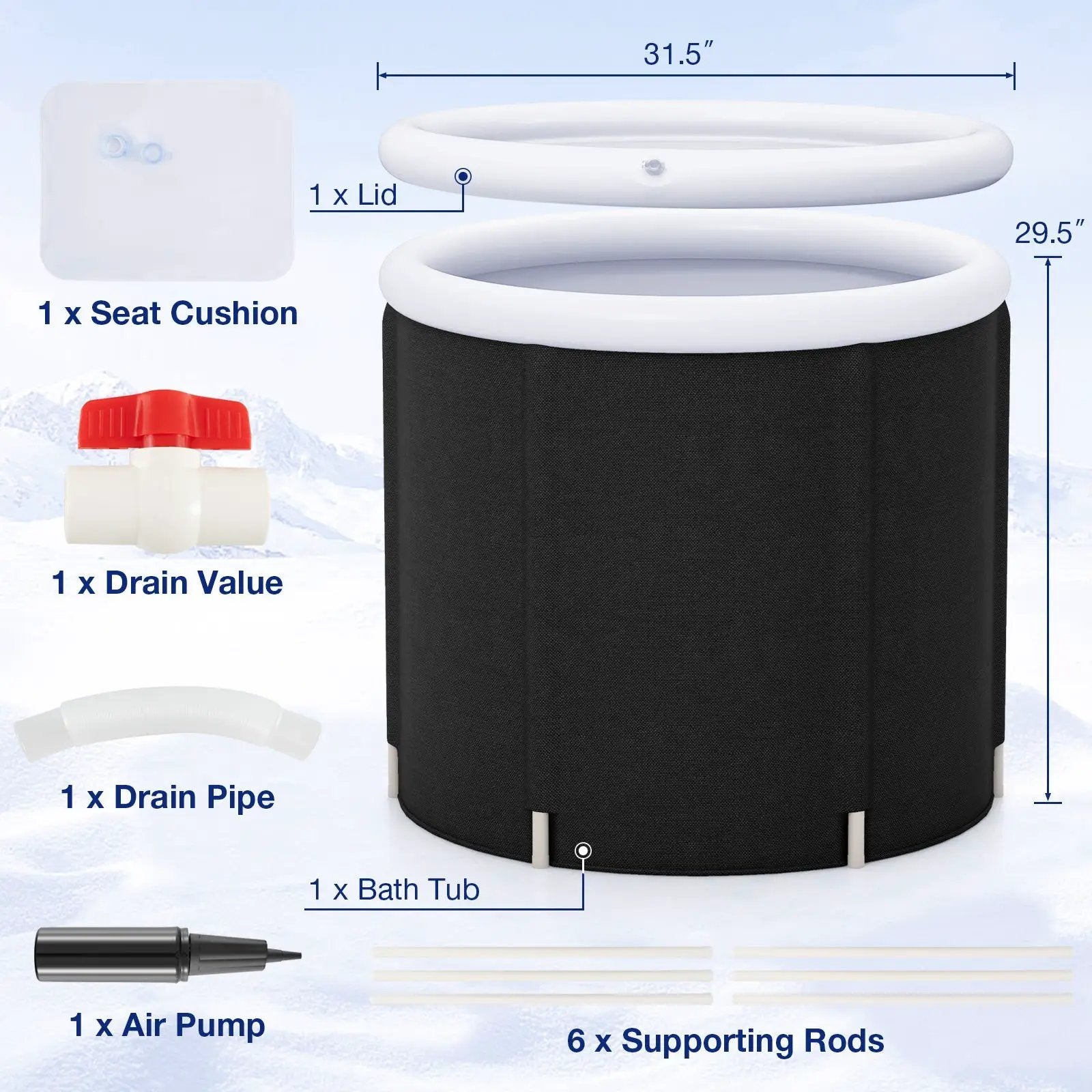 66 Gal Outdoor Ice Plunge Tub with Lid at Home by DirectDeals