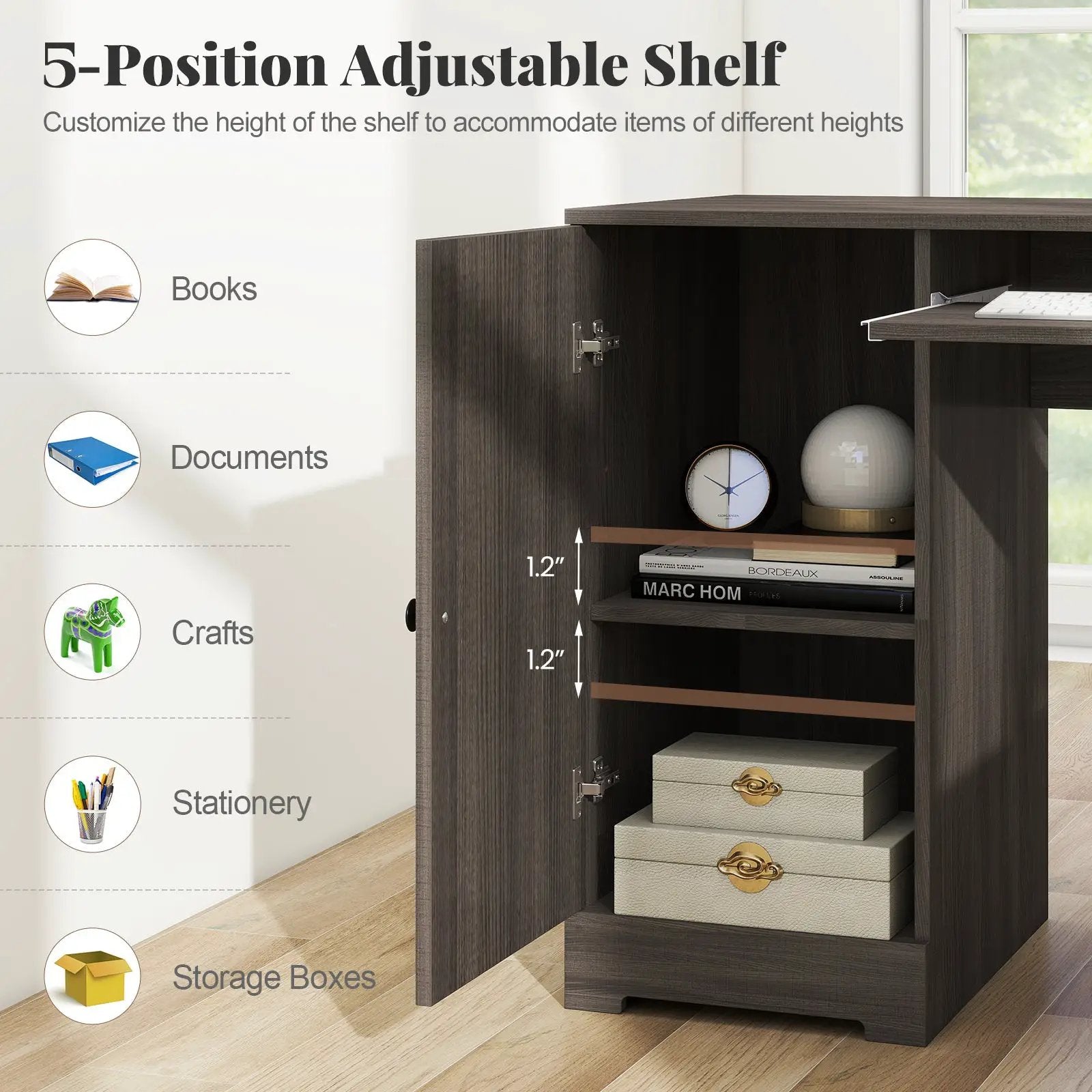 66 Inch L-Shaped Writing Study Workstation Computer Desk with Drawers by DirectDeals