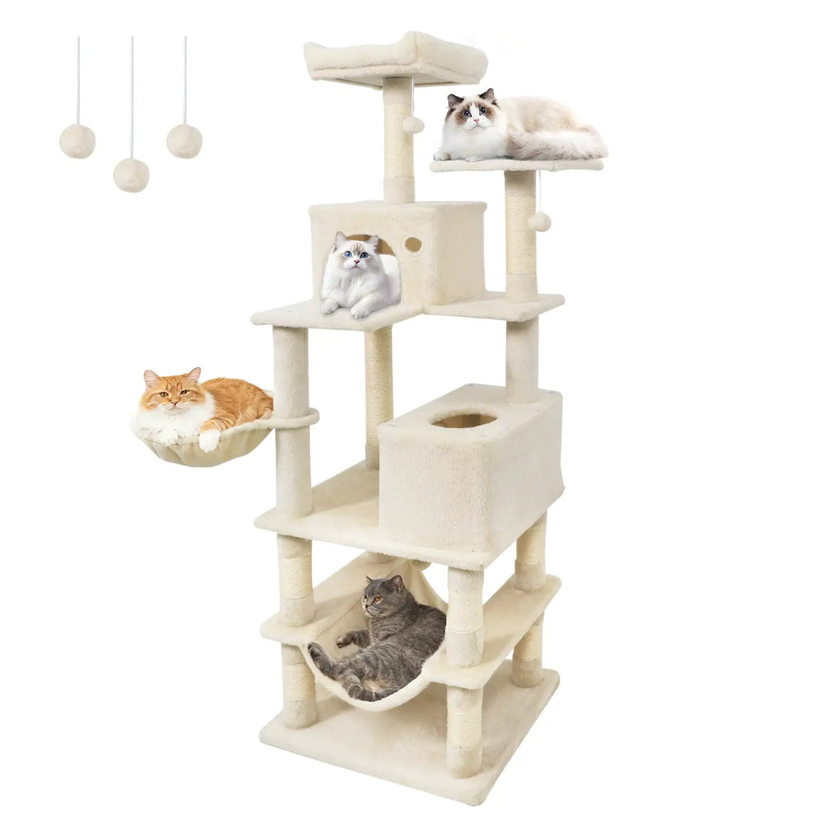 66 Inch Tall Cat Tree Multi-Level Cat Tower with 2 Condos Sisal Scratching Posts, photo 11 of 32