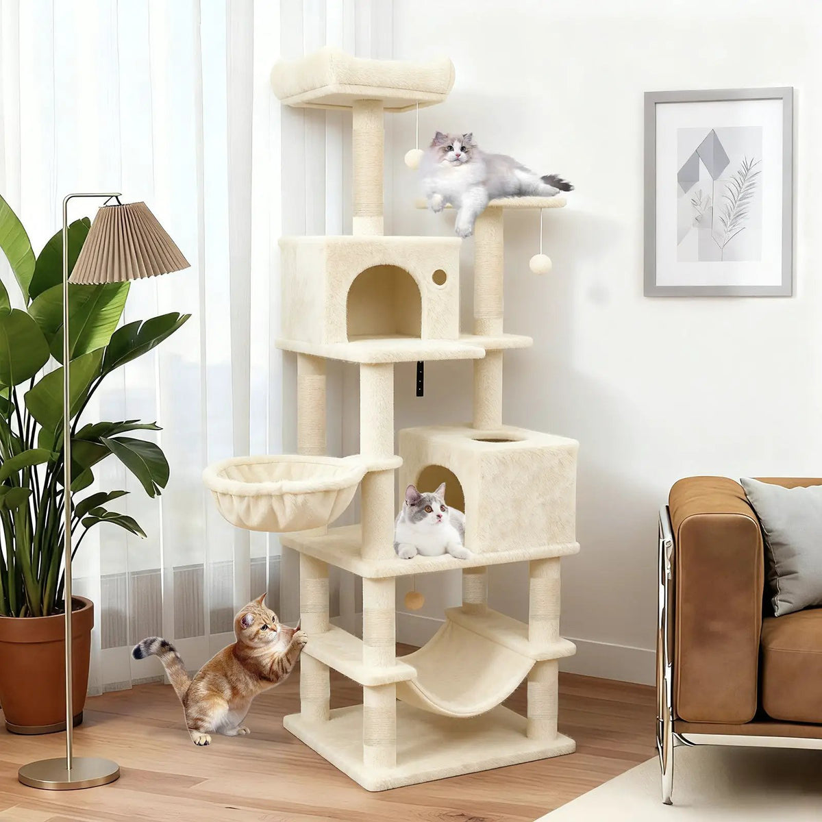 66 Inch Tall Cat Tree Multi-Level Cat Tower with 2 Condos Sisal Scratching Posts, photo 6 of 32