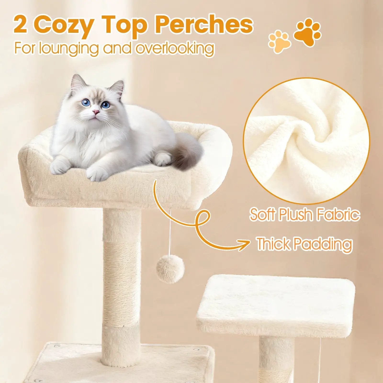 66 Inch Tall Cat Tree Multi-Level Cat Tower with 2 Condos Sisal Scratching Posts by DirectDeals