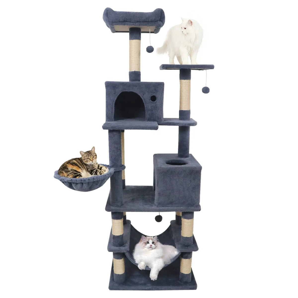 66 Inch Tall Cat Tree Multi-Level Cat Tower with 2 Condos Sisal Scratching Posts, photo 13 of 32