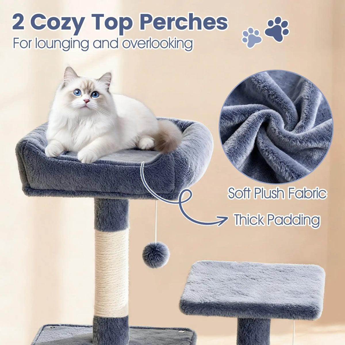 66 Inch Tall Cat Tree Multi-Level Cat Tower with 2 Condos Sisal Scratching Posts, photo 23 of 32