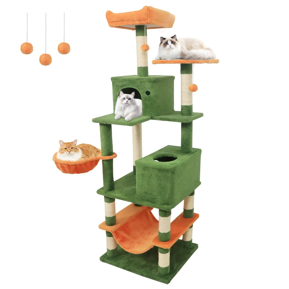 66 Inch Tall Cat Tree Multi-Level Cat Tower with 2 Condos Sisal Scratching Posts, photo 10 of 32